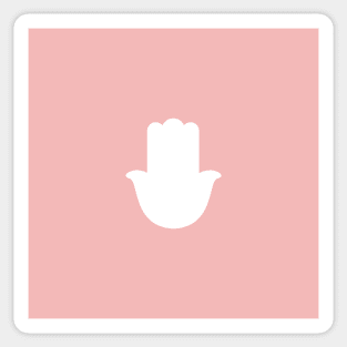 White Hamsa Hand on Light Pink Background Sticker